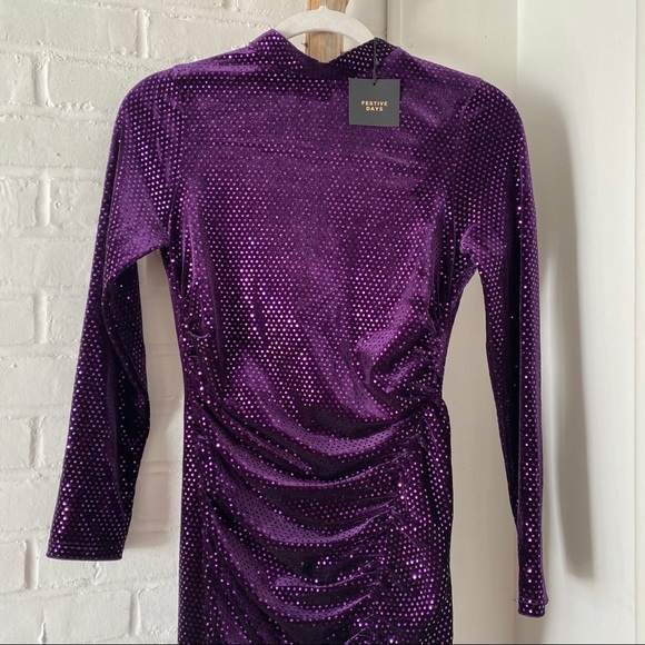 π ZARA FESTIVE DAYS PURPLE SEQUIN MOCK NECK MAXI DRESS! - Picture 7 of 16